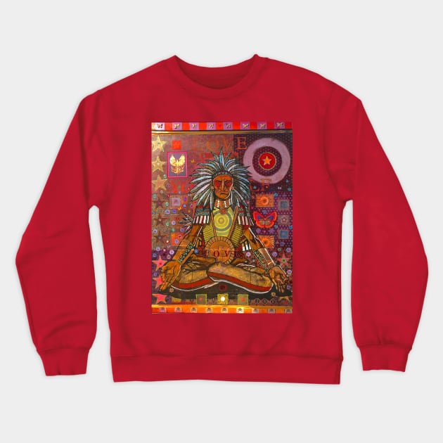 Meditating Indian Chief Crewneck Sweatshirt by Raybomusic01